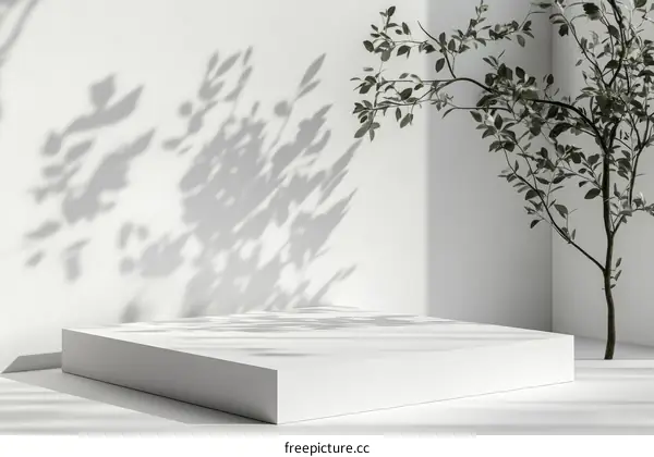 Minimalist White Product Display with Shadow Play
