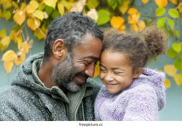 Father and Daughter Sharing Affectionate Moment Outdoors