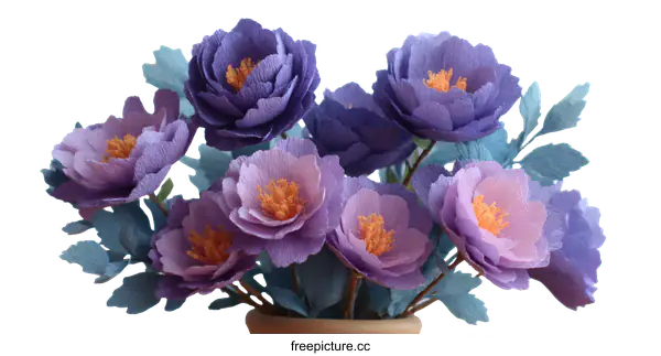 [Transparent Background PNG]Paper Flower Bouquet Arrangement in Lavender Shades