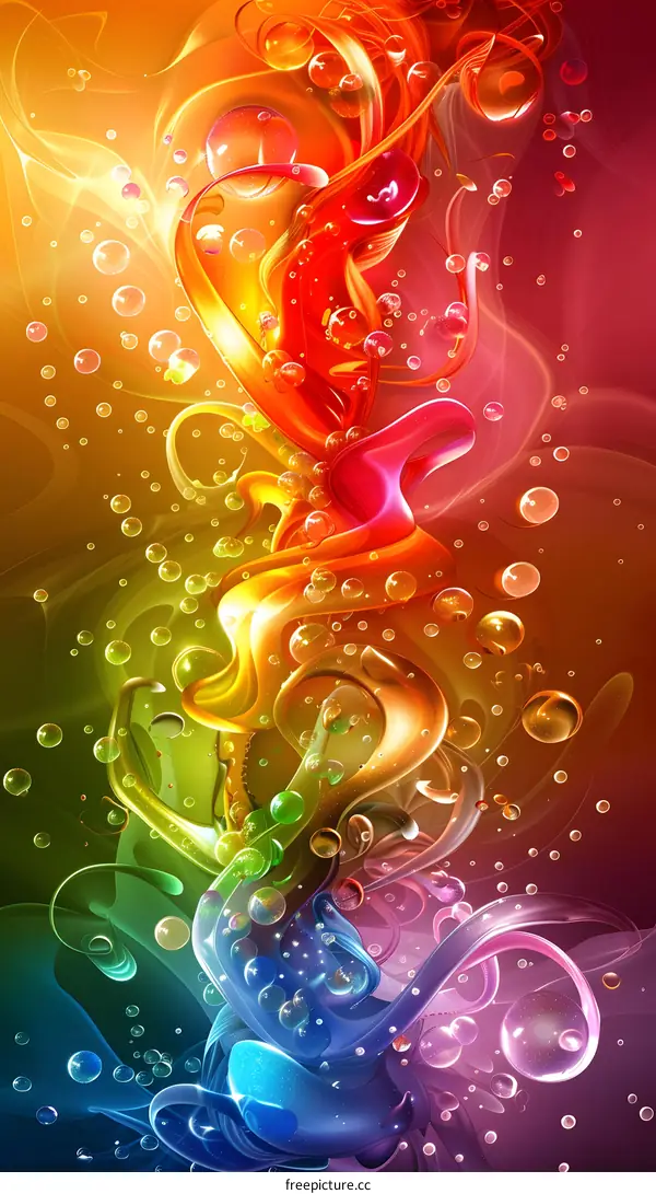 Abstract Colorful Liquid With Bubbles Background