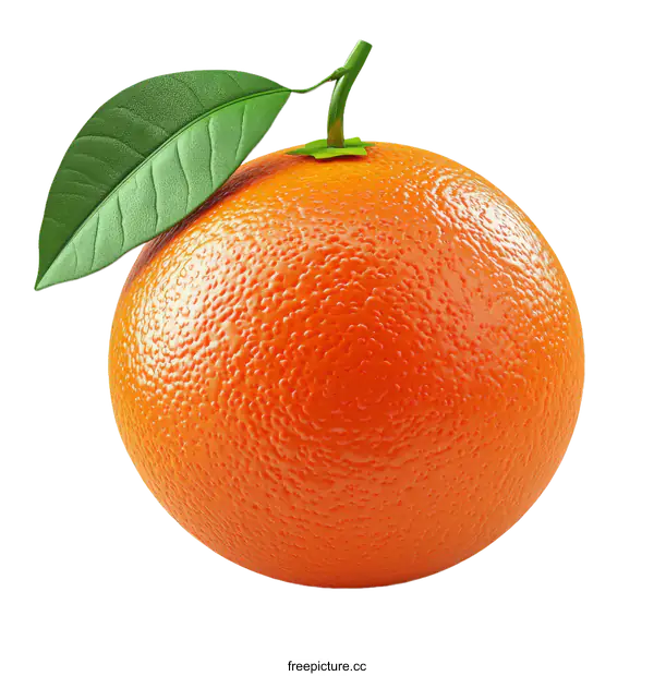 [Transparent Background PNG]Fresh Orange with Green Leaf