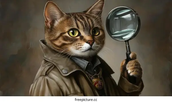 A Detective Cat with a Magnifying Glass