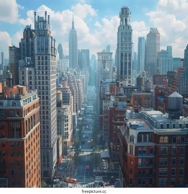 Aerial View of a Modern City Skyline