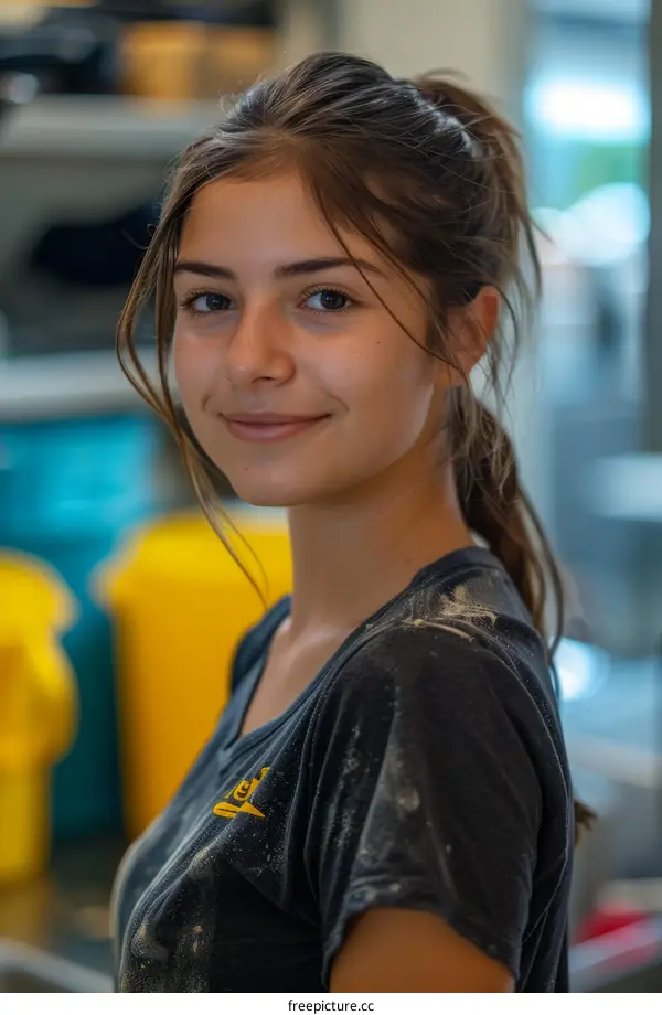 Portrait of a Smiling Teenage Girl covered in Flour