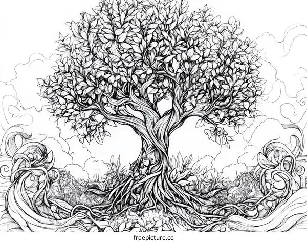 Intricate Tree of Life Illustration