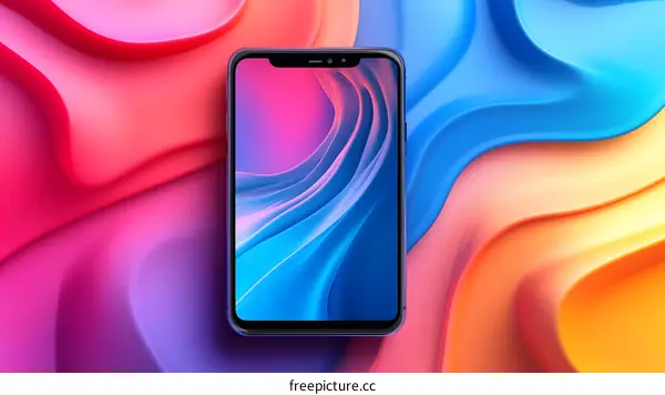 Modern Smartphone on Colorful Abstract Background