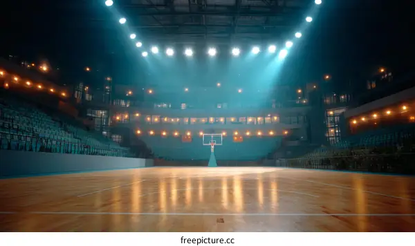 Empty Basketball Arena Spotlight