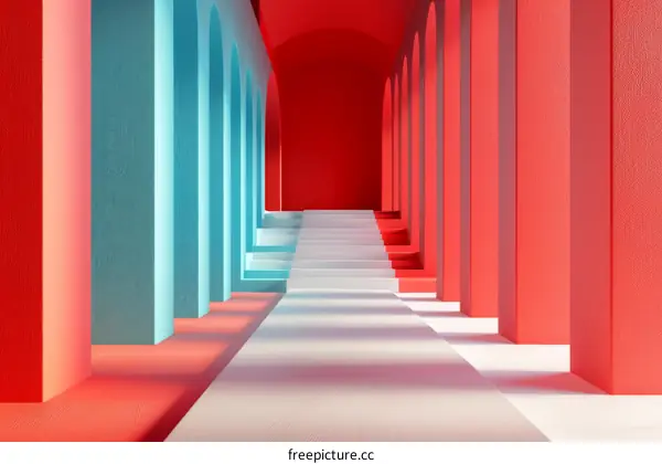 Abstract Colorful Archway Corridor Design