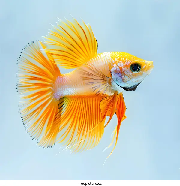 A beautiful Betta fish with orange fins