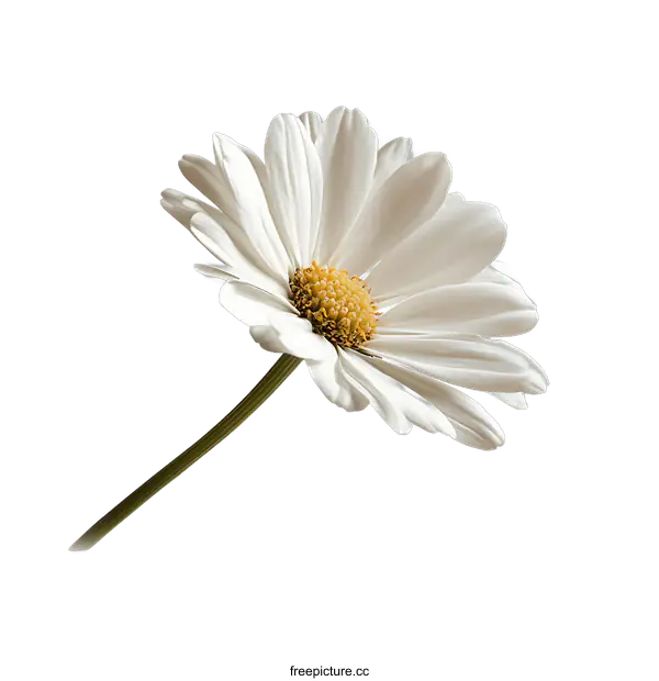 [Transparent Background PNG]Single White Daisy Flower Close-up on transparent background