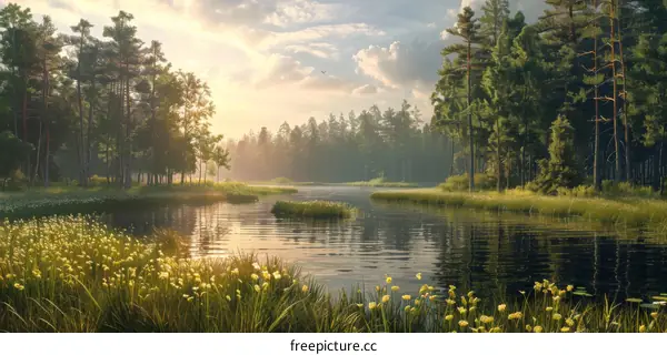 Tranquil Lake Amidst Lush Greenery