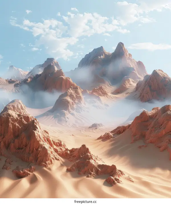 Vast Desert Landscape with Rocky Mountains