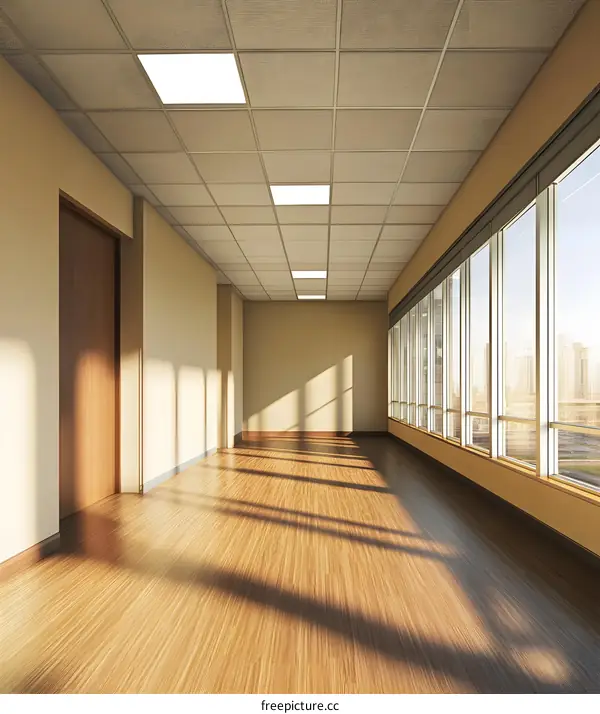 Empty Office Space with Large Windows and Light