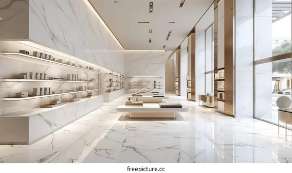 Modern and minimalist marble showroom