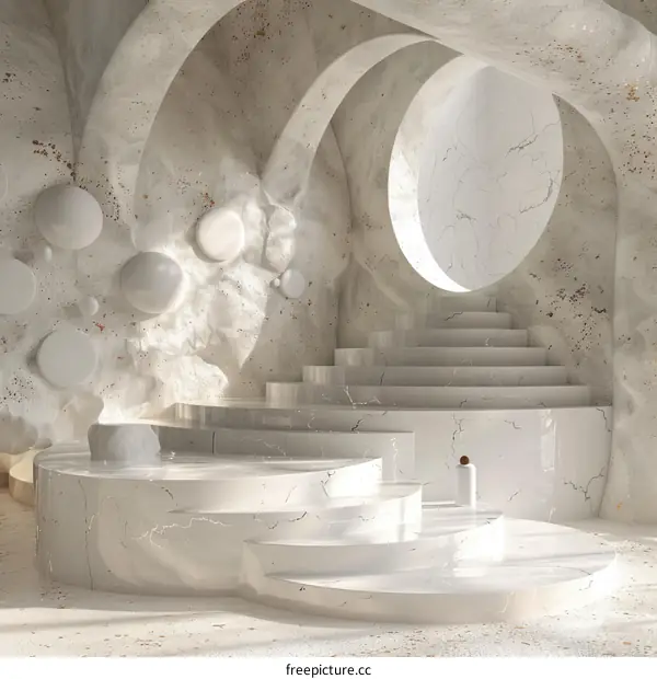 Abstract Minimalist White Podium Background