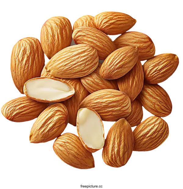 [Transparent Background PNG]Close-up of Almonds on a White Background