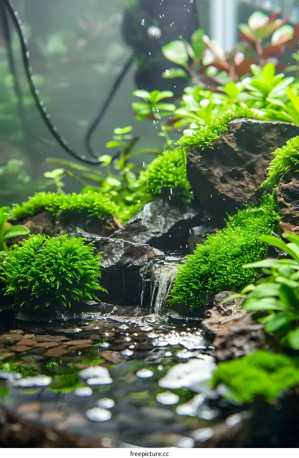 Waterfall Miniature Garden with Moss and Rocks