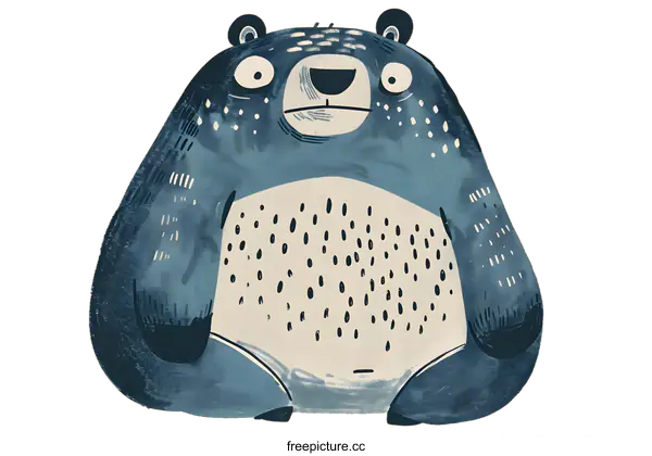 [Transparent Background PNG]Cute Blue Watercolor Bear Illustration