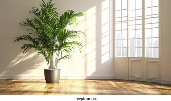 Modern Room Interior with Indoor Palm Plant