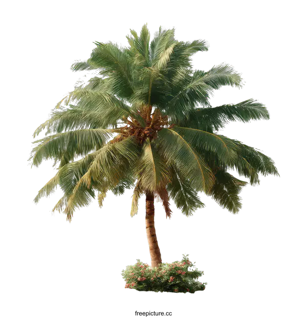 [Transparent Background PNG]Tropical Coconut Palm Tree Isolated on White Background