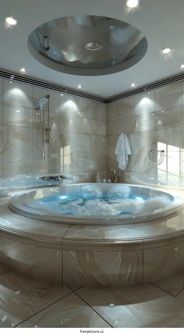 Modern Luxury Round Jacuzzi Bathroom Design