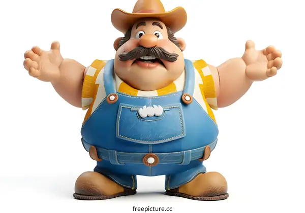 funny cartoon farmer man with mustache