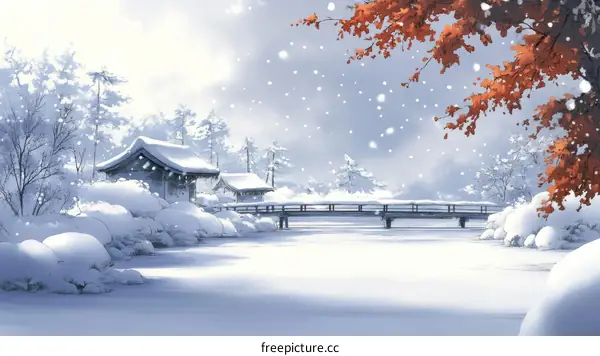 Winter Wonderland Snowy Village Illustration