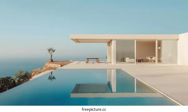Minimalist Modern Home with Infinity Pool and Ocean View