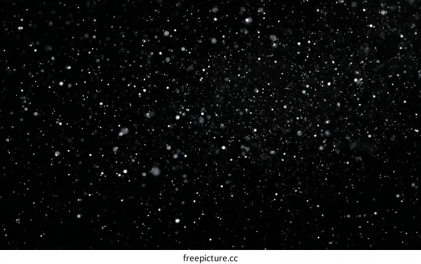 Falling Snow Particles on Black Background