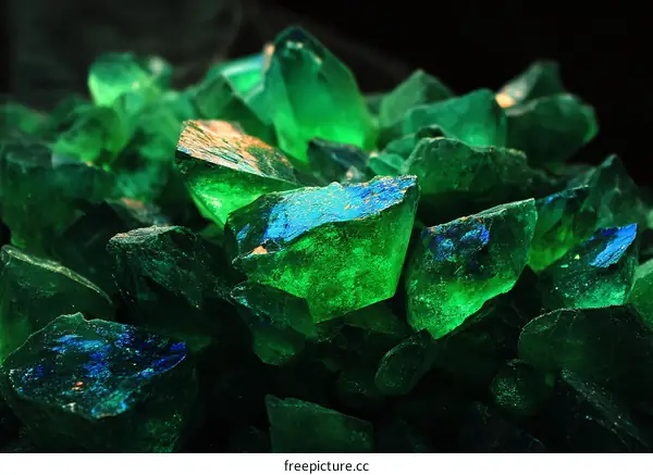 Close Up of Vibrant Emerald Green Crystals