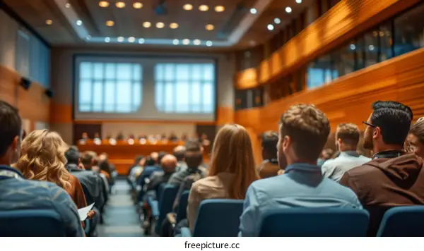 Audience listens to a panel of experts at a conference