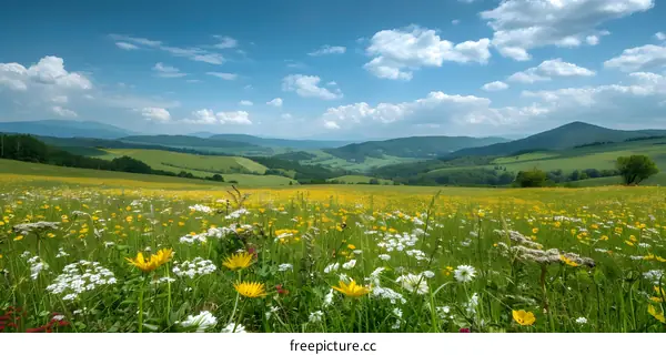 Idyllic Summer Landscape with Wildflowers