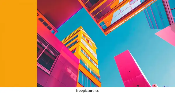 Colorful Buildings in a Sunny Sky