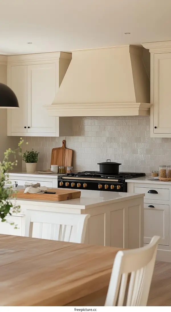 Elegant White Kitchen Island and Dining Area
