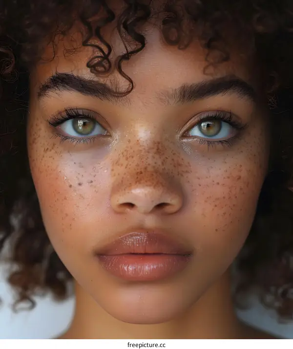 Close Up Portrait of Woman with Freckles