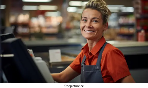 Portrait of a supermarket cashier