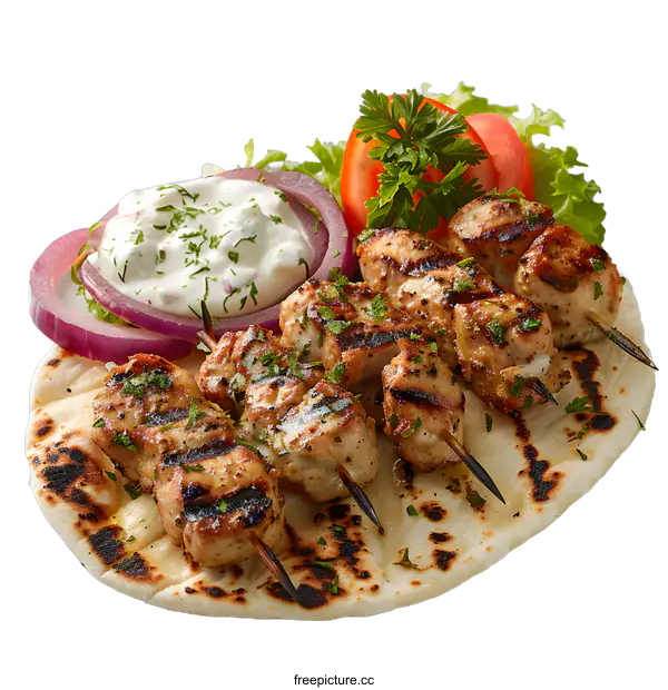 [Transparent Background PNG]Delicious and healthy grilled chicken skewers with vegetables