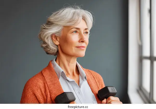Mature Woman Exercising with Weights
