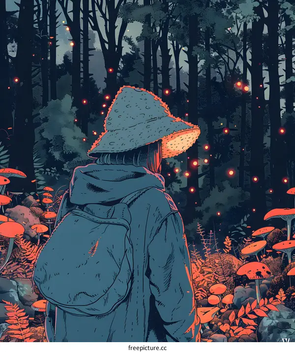 alone girl in the magic forest