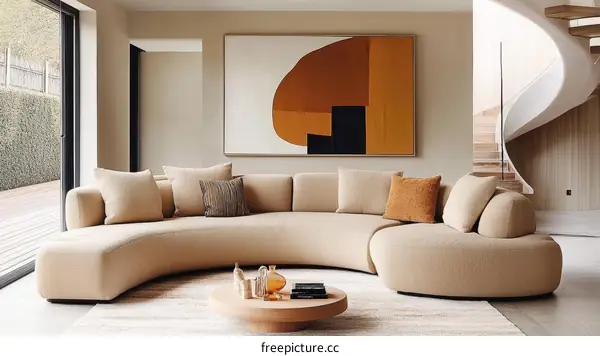 Modern Beige Sectional Sofa in a Stylish Living Room