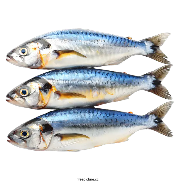 [Transparent Background PNG]Three mackerels on white background
