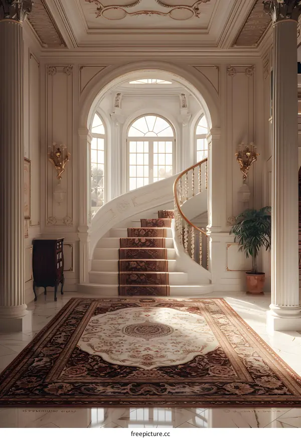Staircase in a luxurious mansion