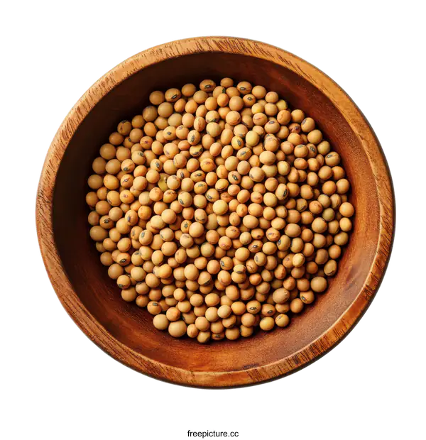 [Transparent Background PNG]Soybeans in Wooden Bowl