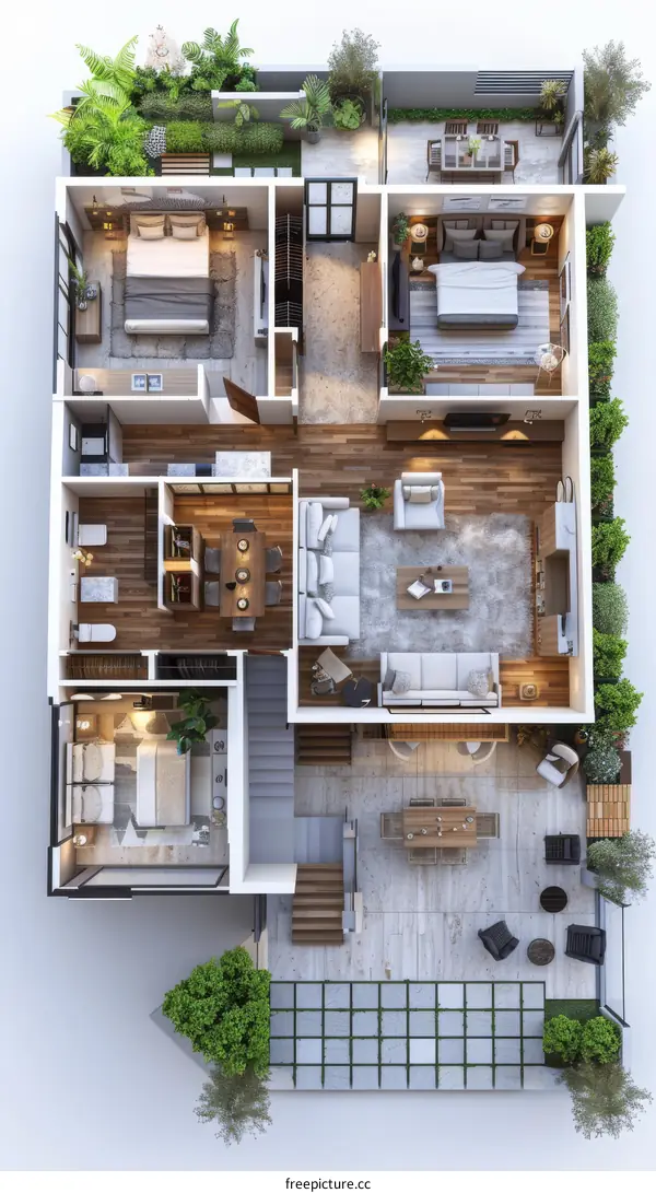 Modern House Floor Plan Design Illustration