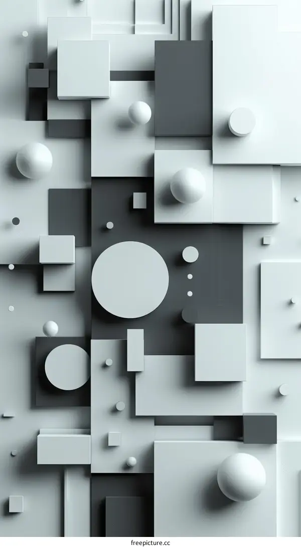 Geometric black and white 3D composition