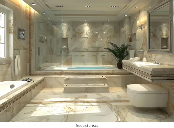 Luxury Modern Bathroom Design with Marble