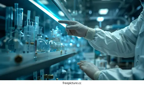 Scientist wearing protective gloves working in a laboratory