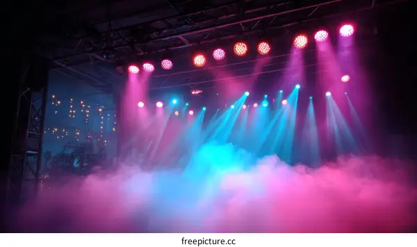 Vibrant Stage Lighting and Smoky Atmosphere