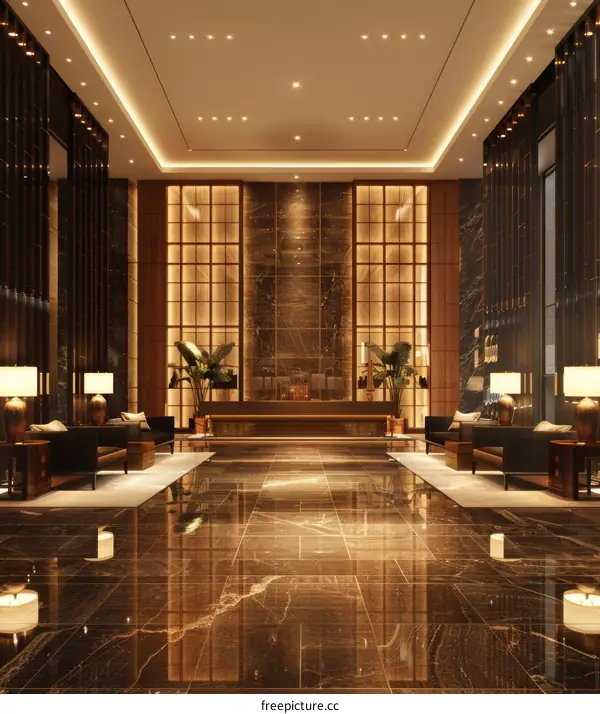 Luxurious Modern Hotel Lobby Interior Design (4K) | Stock Video