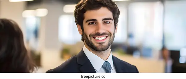 Smiling Businessman in Office Setting